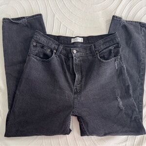 Abercrombie & Fitch Black Distressed Straight-Leg Jeans